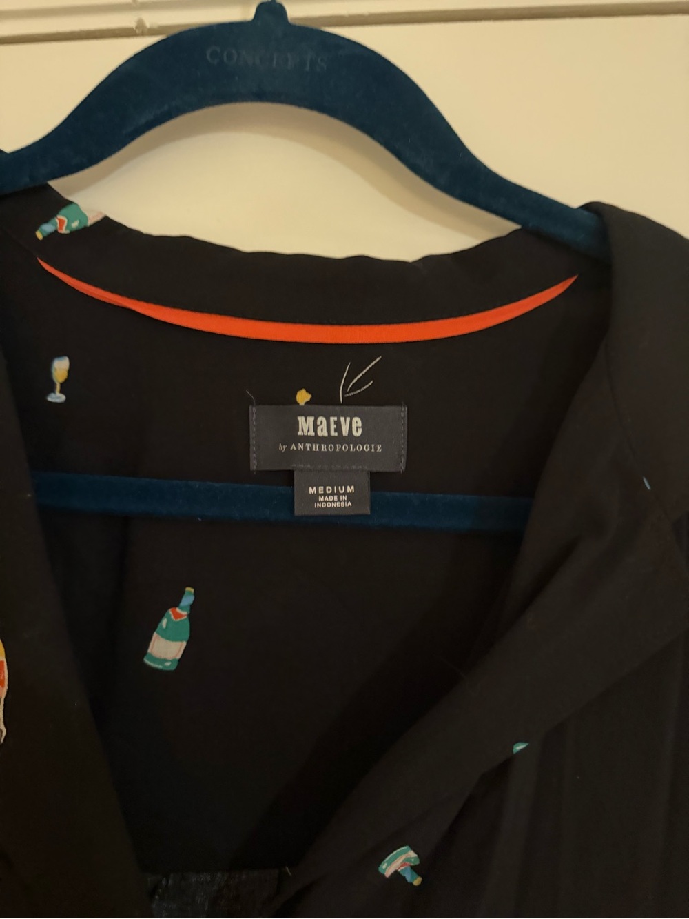 Maeve (Anthropologie) Black Button-Up Shirt with Colorful Drink Print - Picture 3 of 4